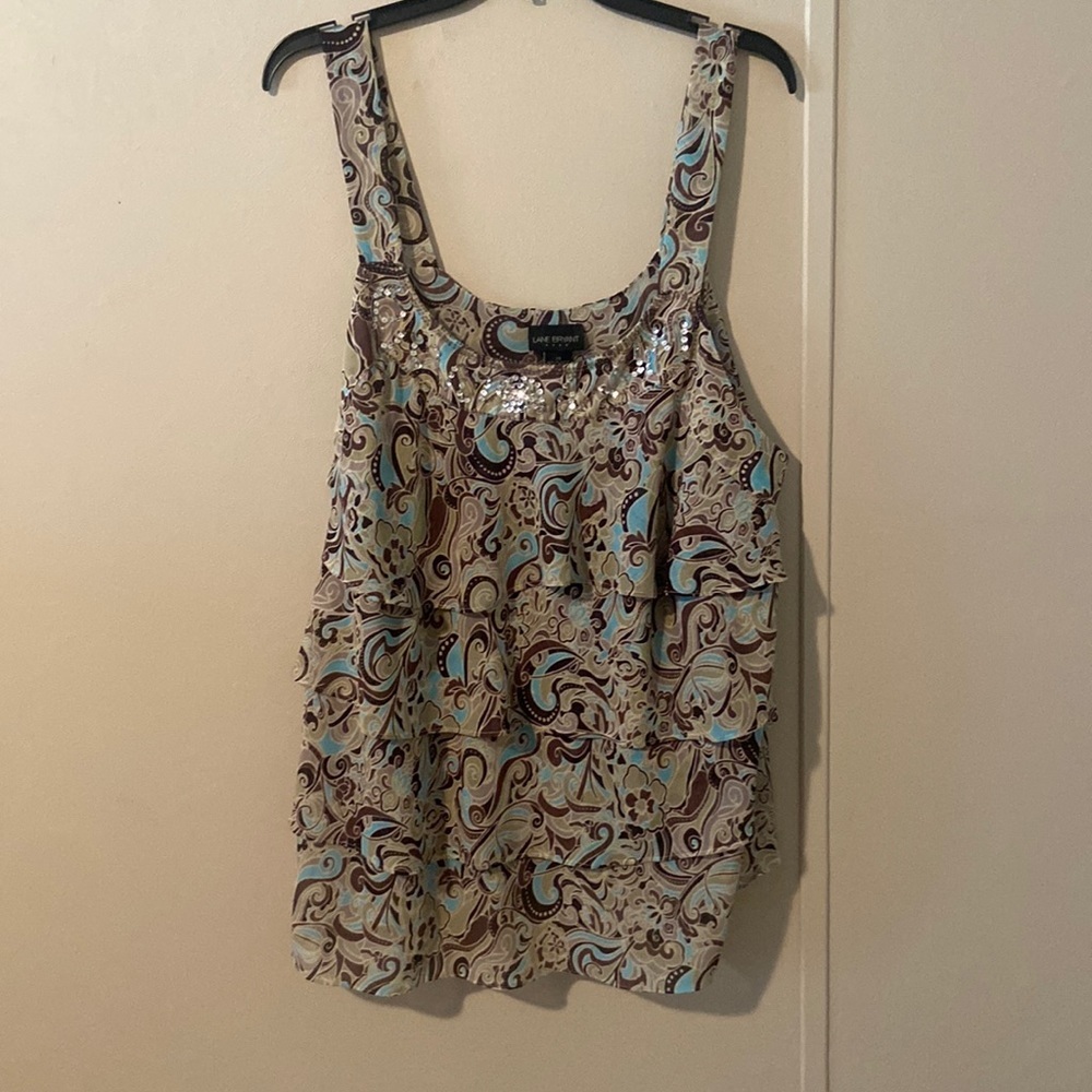 Lane Bryant Plus Size Sequin and Bead Detail Tank Top Shirt Size 28